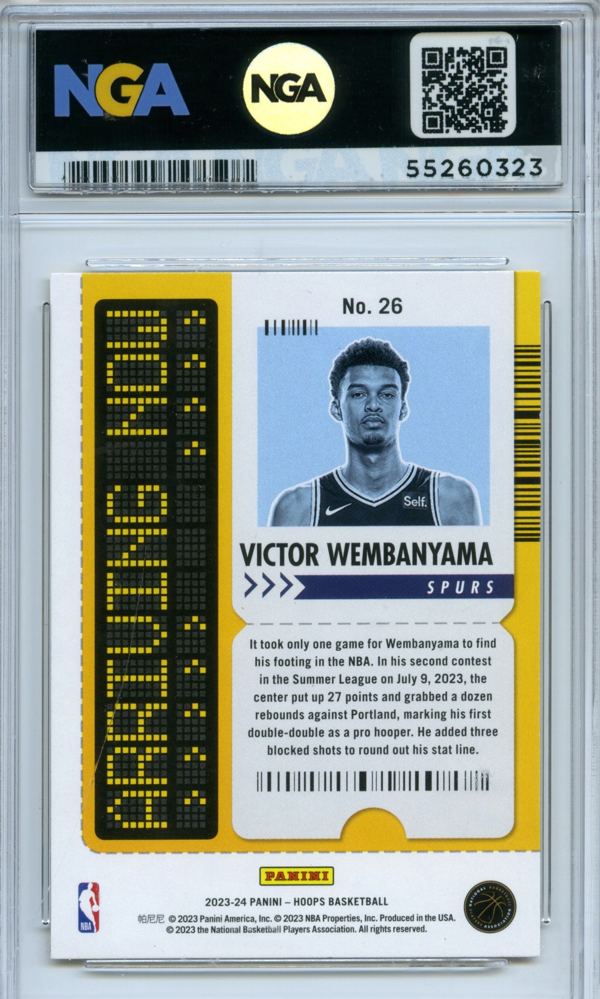 2023-24 Hoops #26 Victor Wembanyama Arriving Now NGA 10