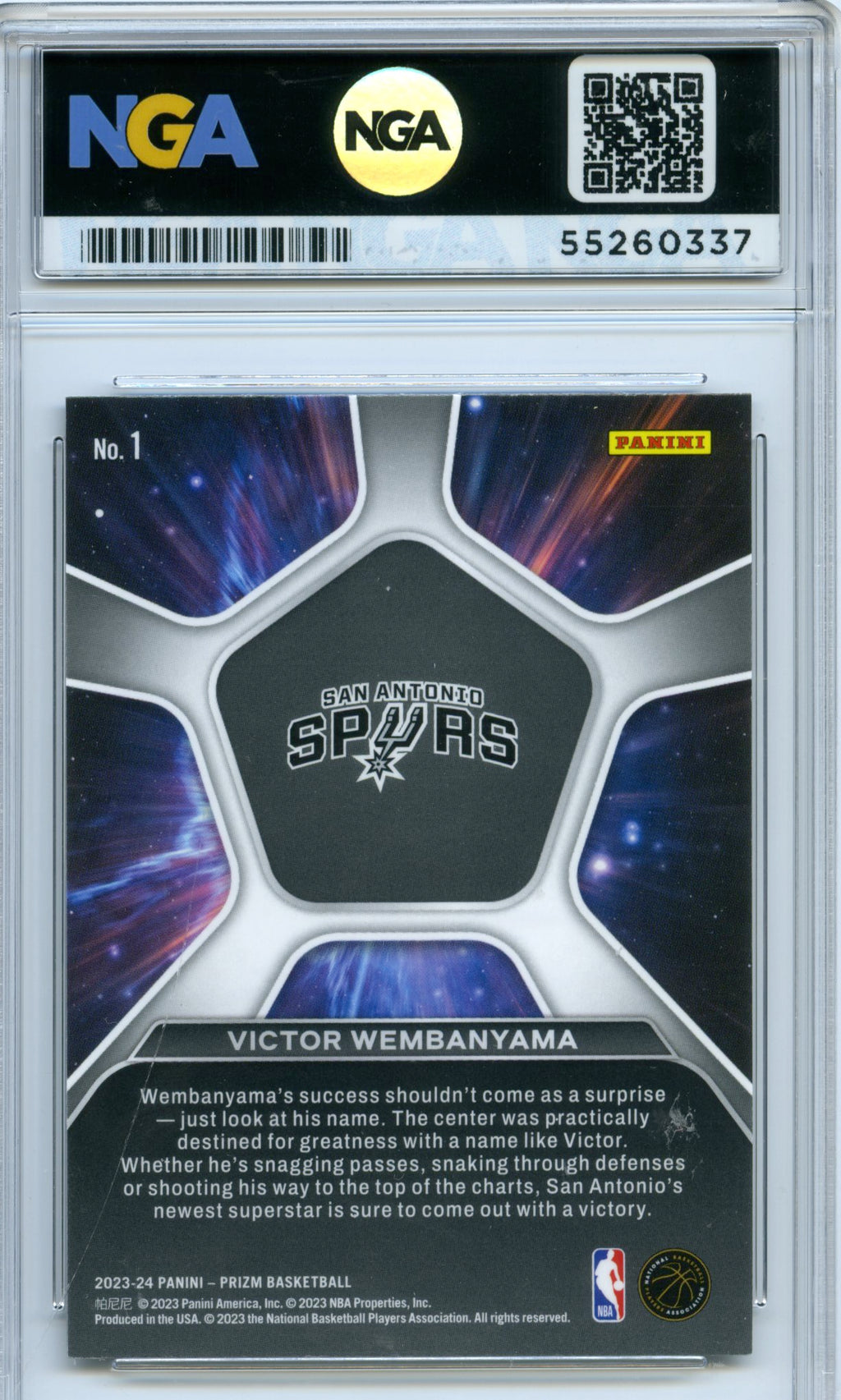 2023-24 Panini Prizm #1 Victor Wembanyama Deep Space NGA 10
