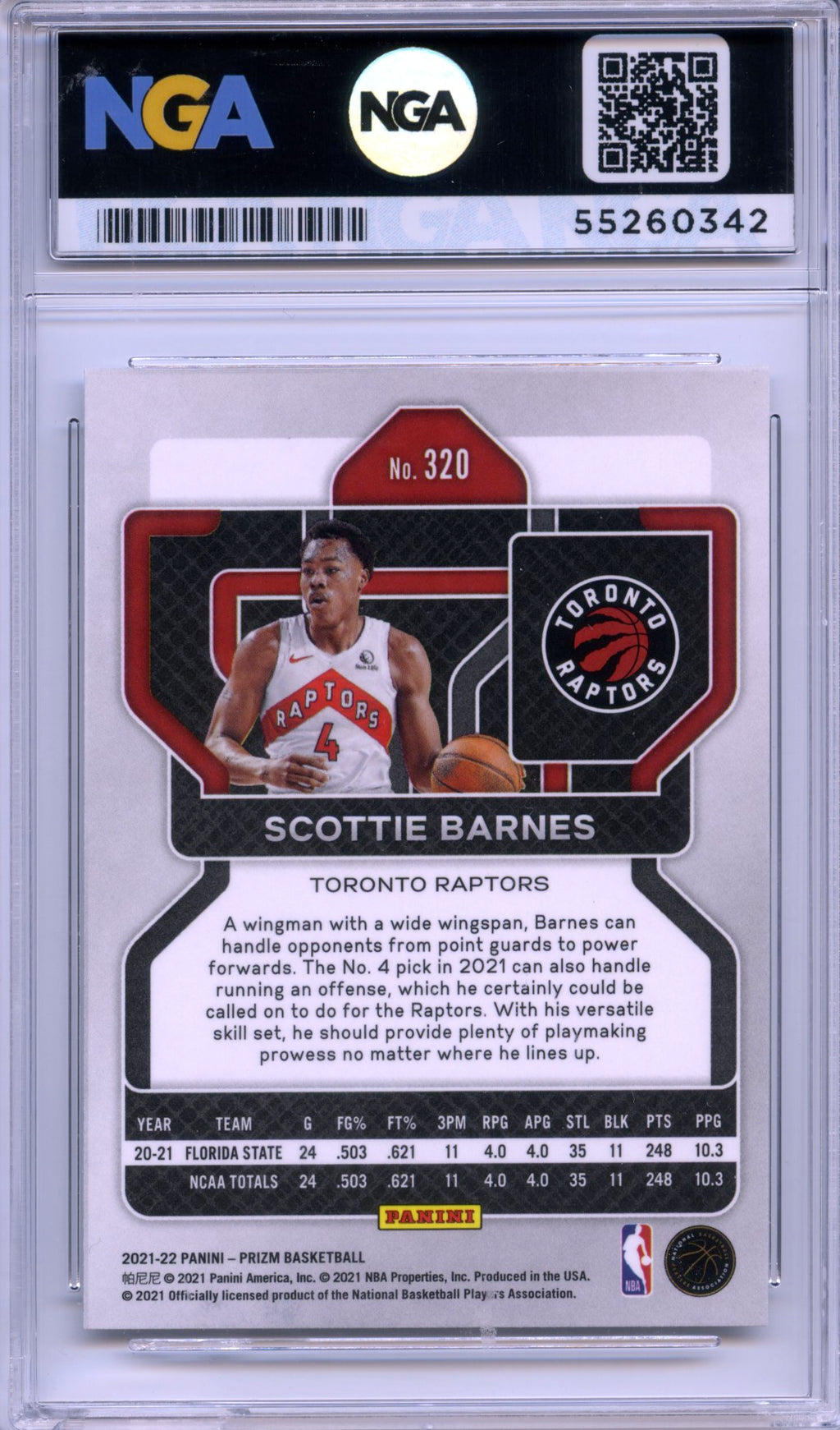 2021-22 Panini Prizm #320 Scottie Barnes NGA 10