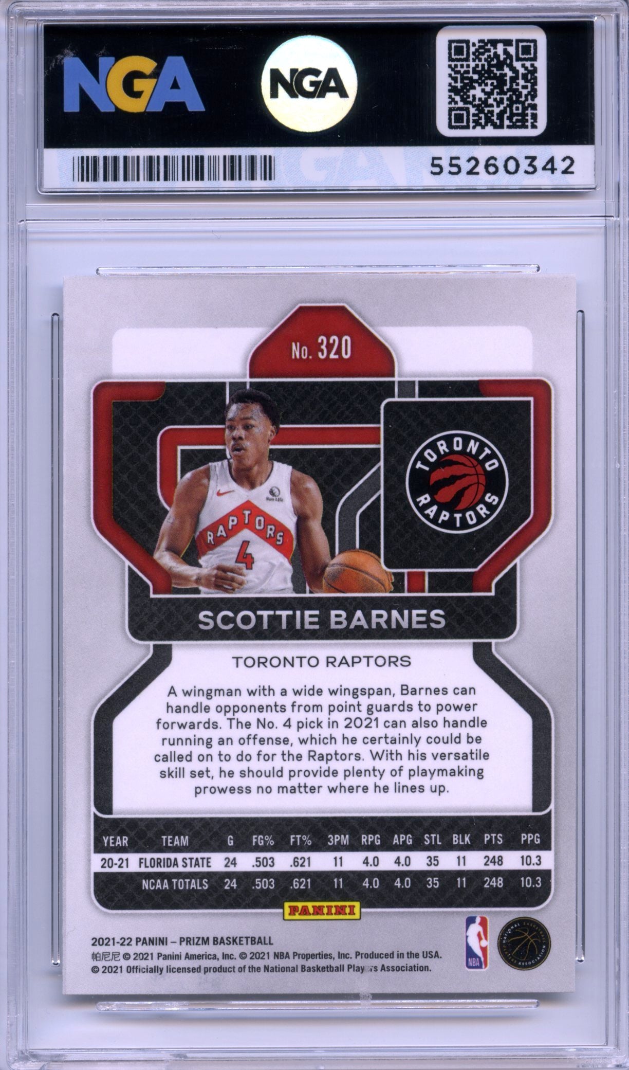 2021-22 Panini Prizm #320 Scottie Barnes NGA 10