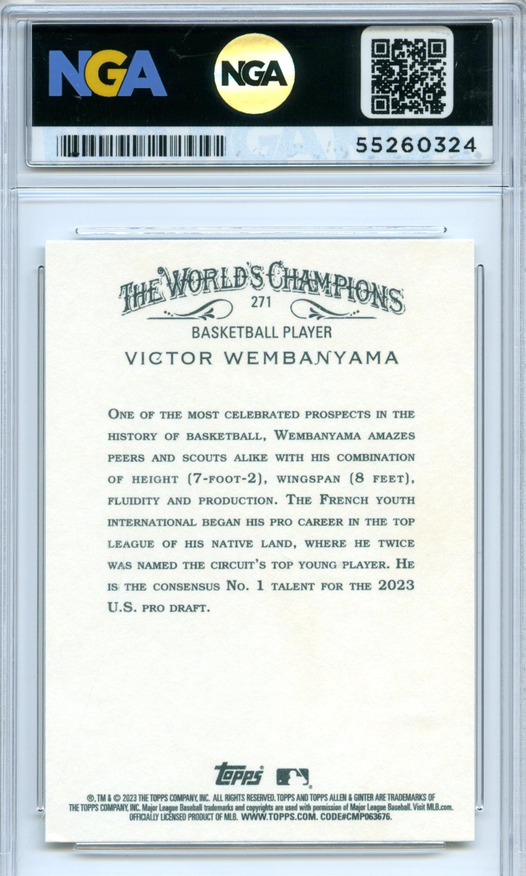 2023 Topps Allen & Ginter #271 Victor Wembanyama NGA 10