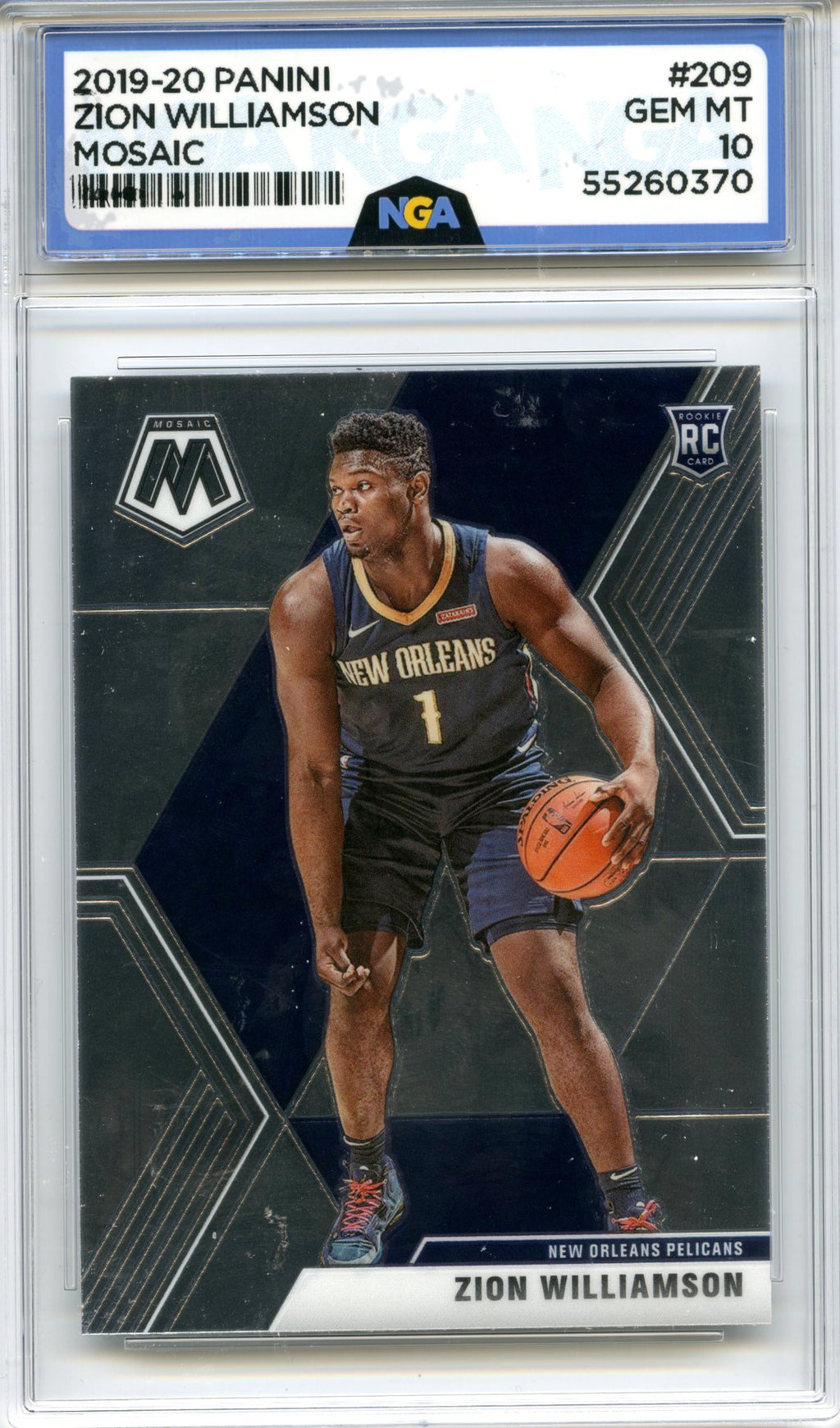 2019-20 Panini Mosaic #209 Zion Williamson Silver Prizm NGA 10