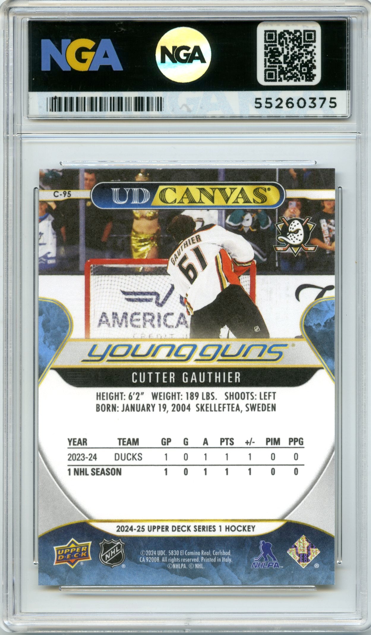 2024-25 Upper Deck #C-95 Cutter Gauthier UD Canvas NGA 10