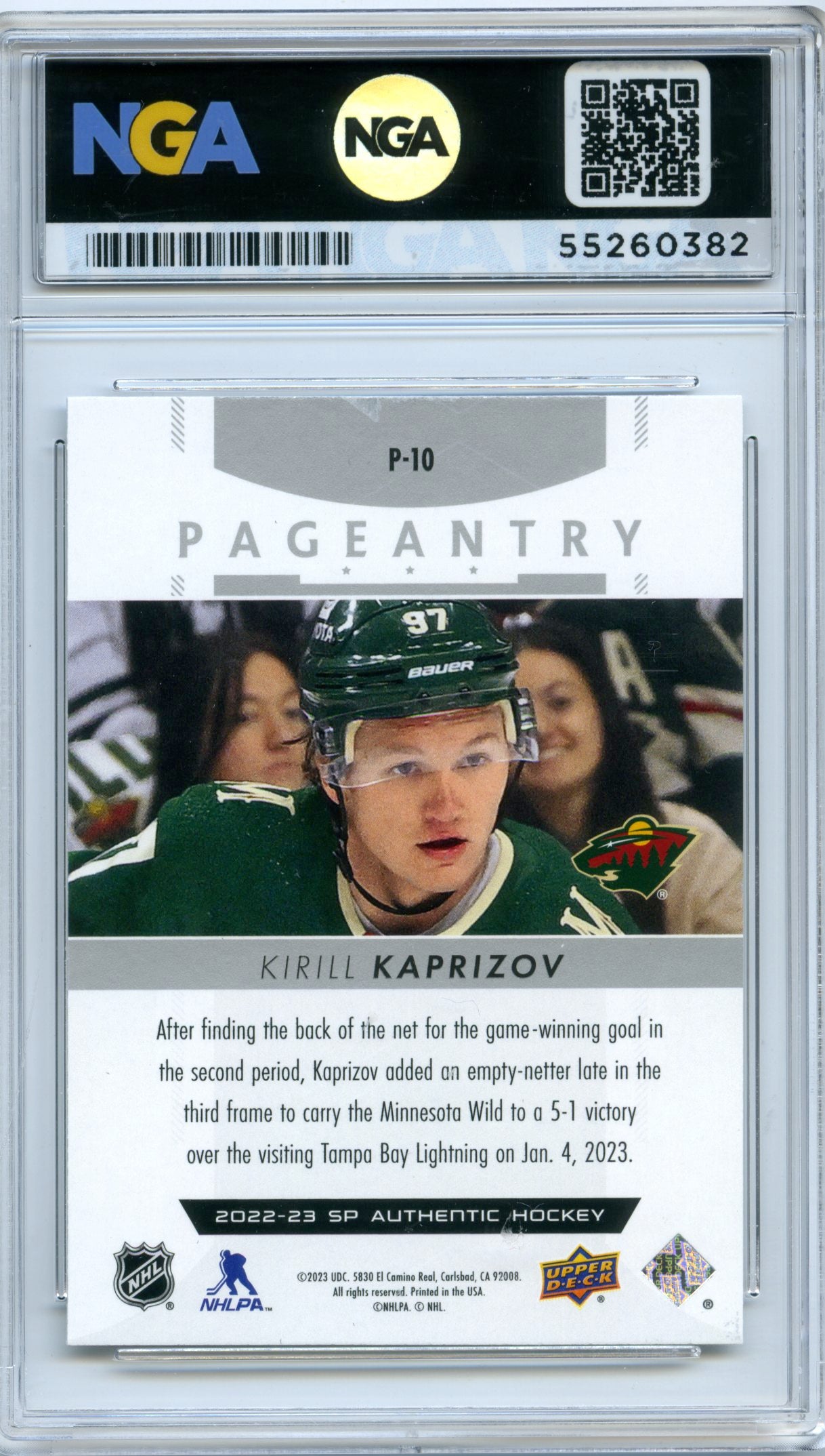 2022-23 SP Authentic #P-10 Kirill Kaprizov Pageantry NGA 10