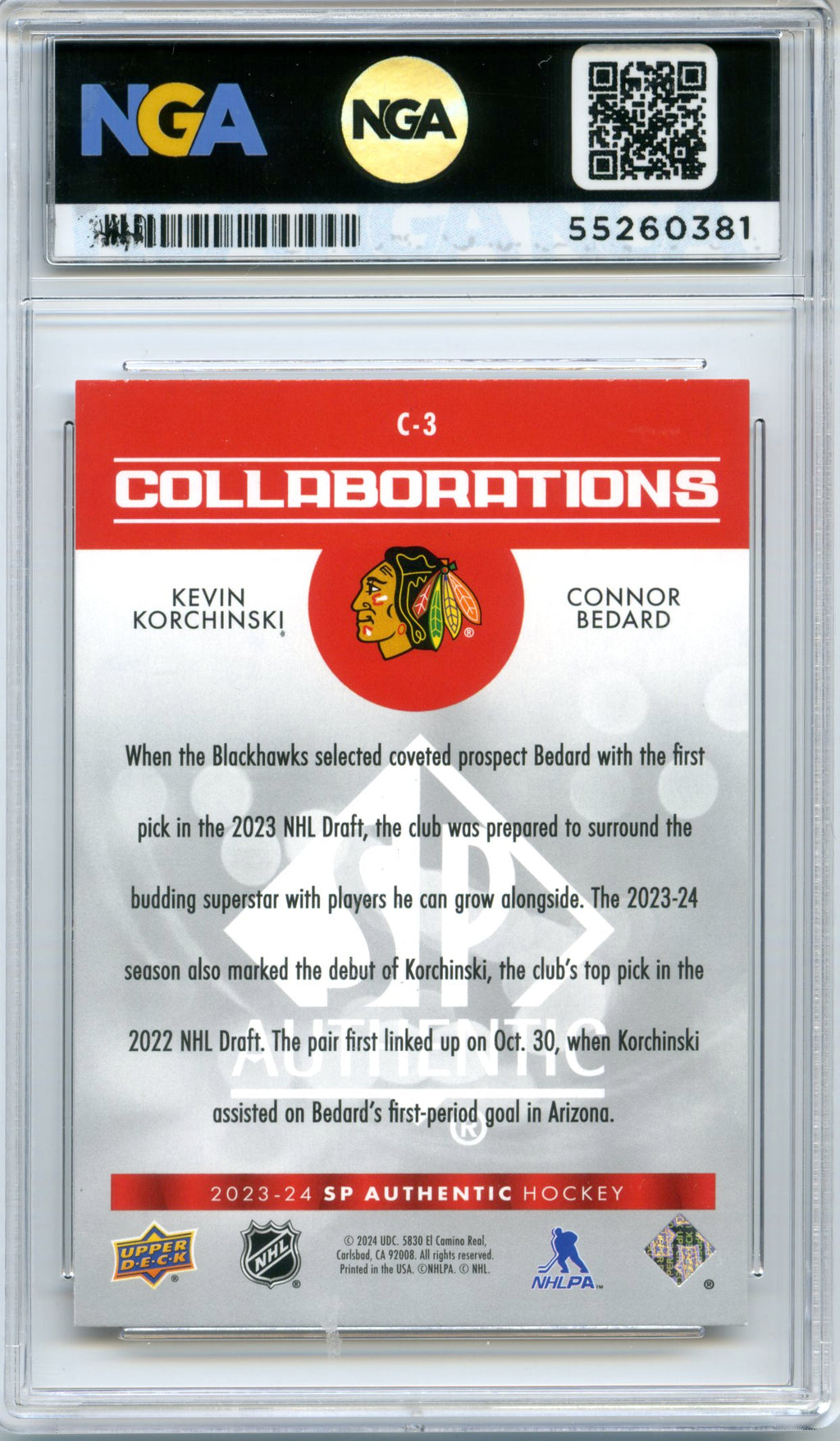 2023-24 SP Authentic #C-3 Kevin Korchinski / Connor Bedard Collaborations NGA 10