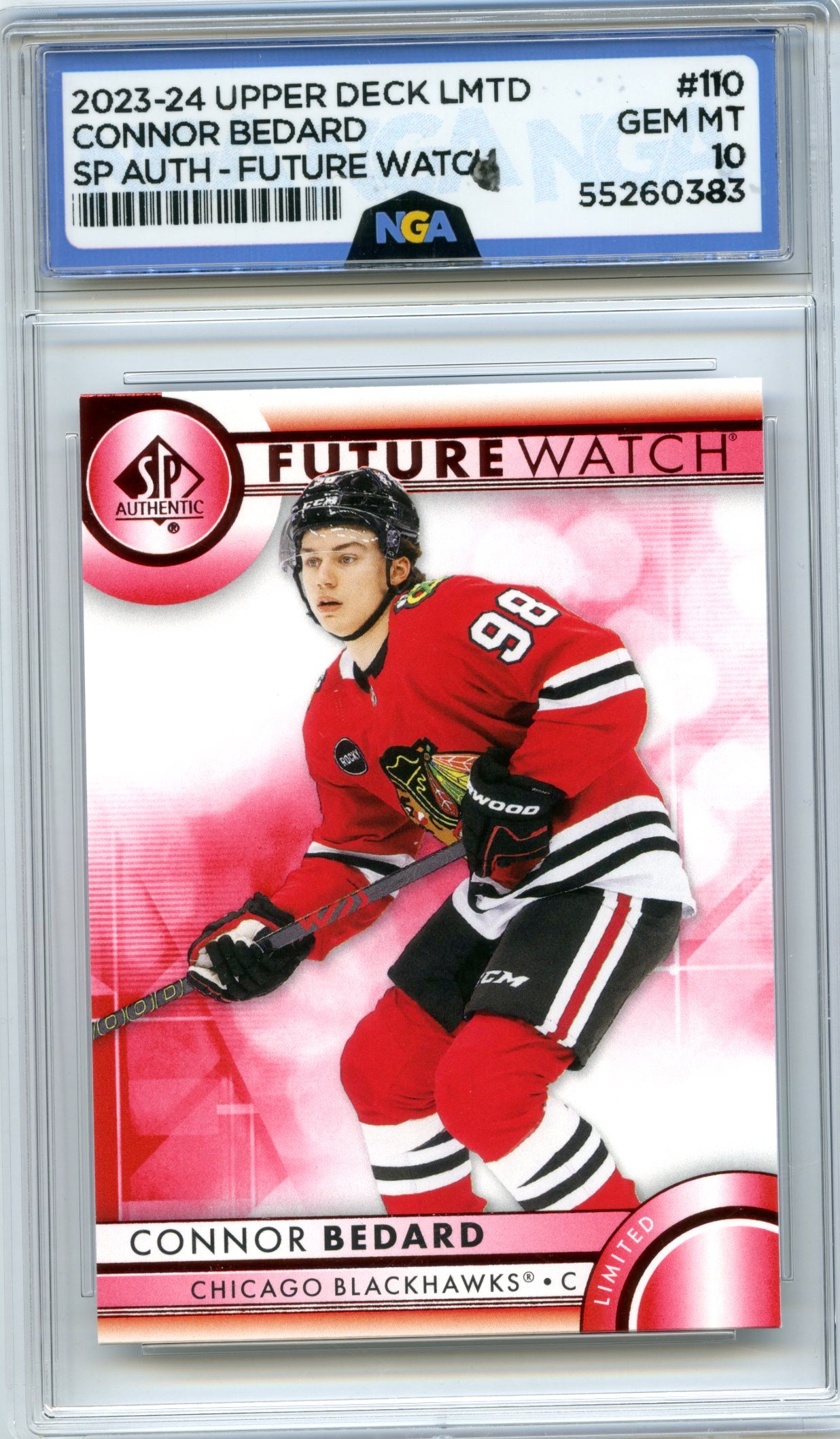 2023-24 SP Authentic #110 Connor Bedard Limited Red NGA 10