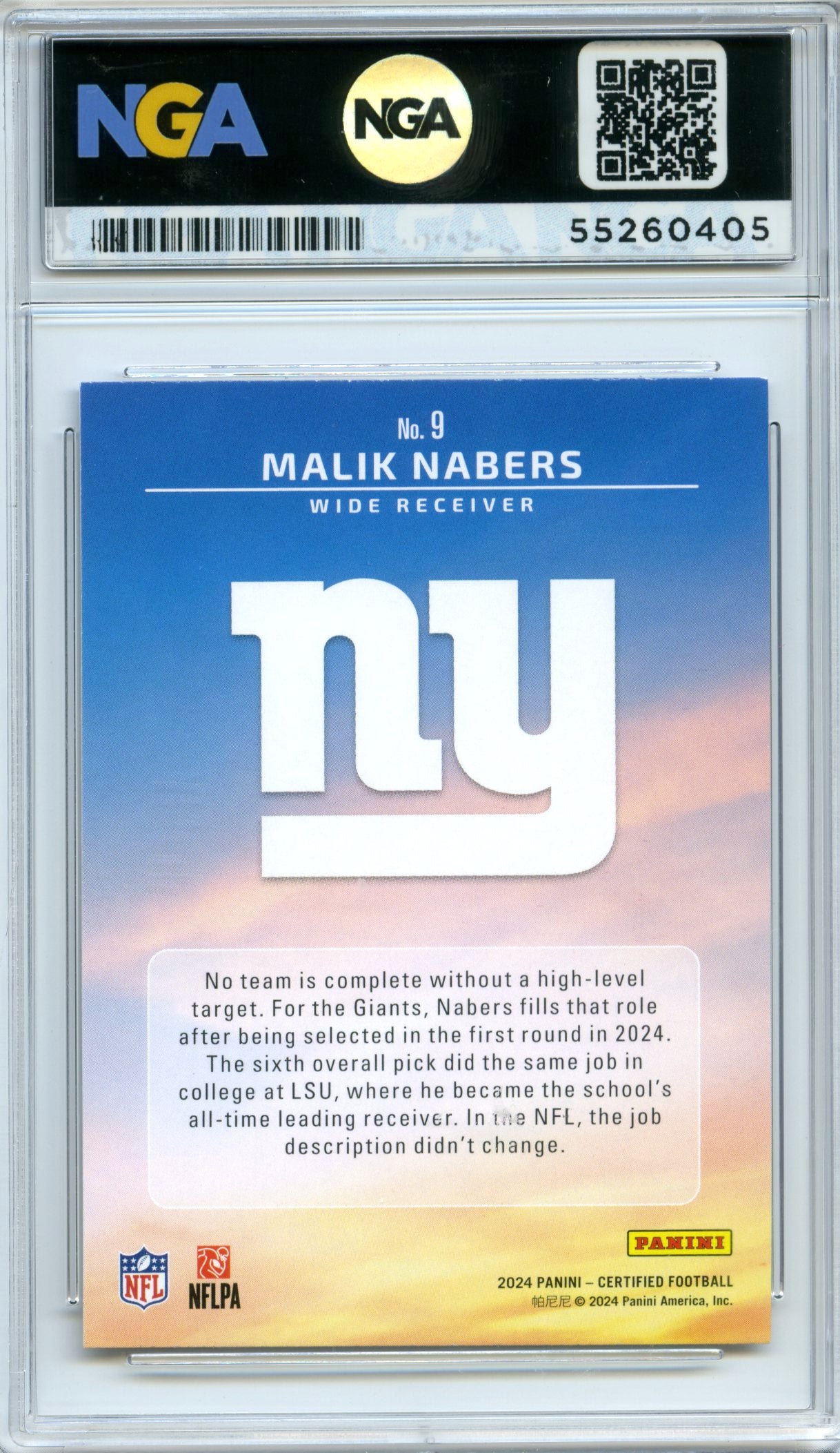 2024 Panini Certified #9 Malik Nabers Franchise Foundations NGA 10