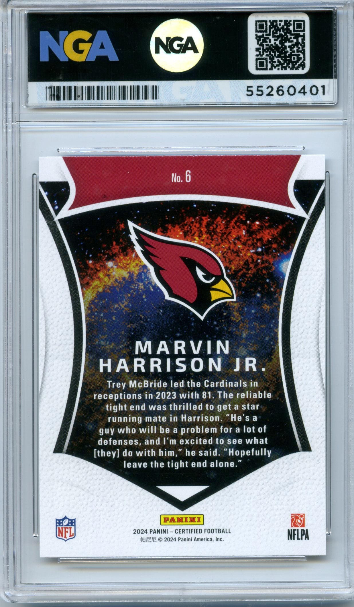 2024 Panini Certified #6 Marvin Harrison Jr. Certified Rookies NGA 10
