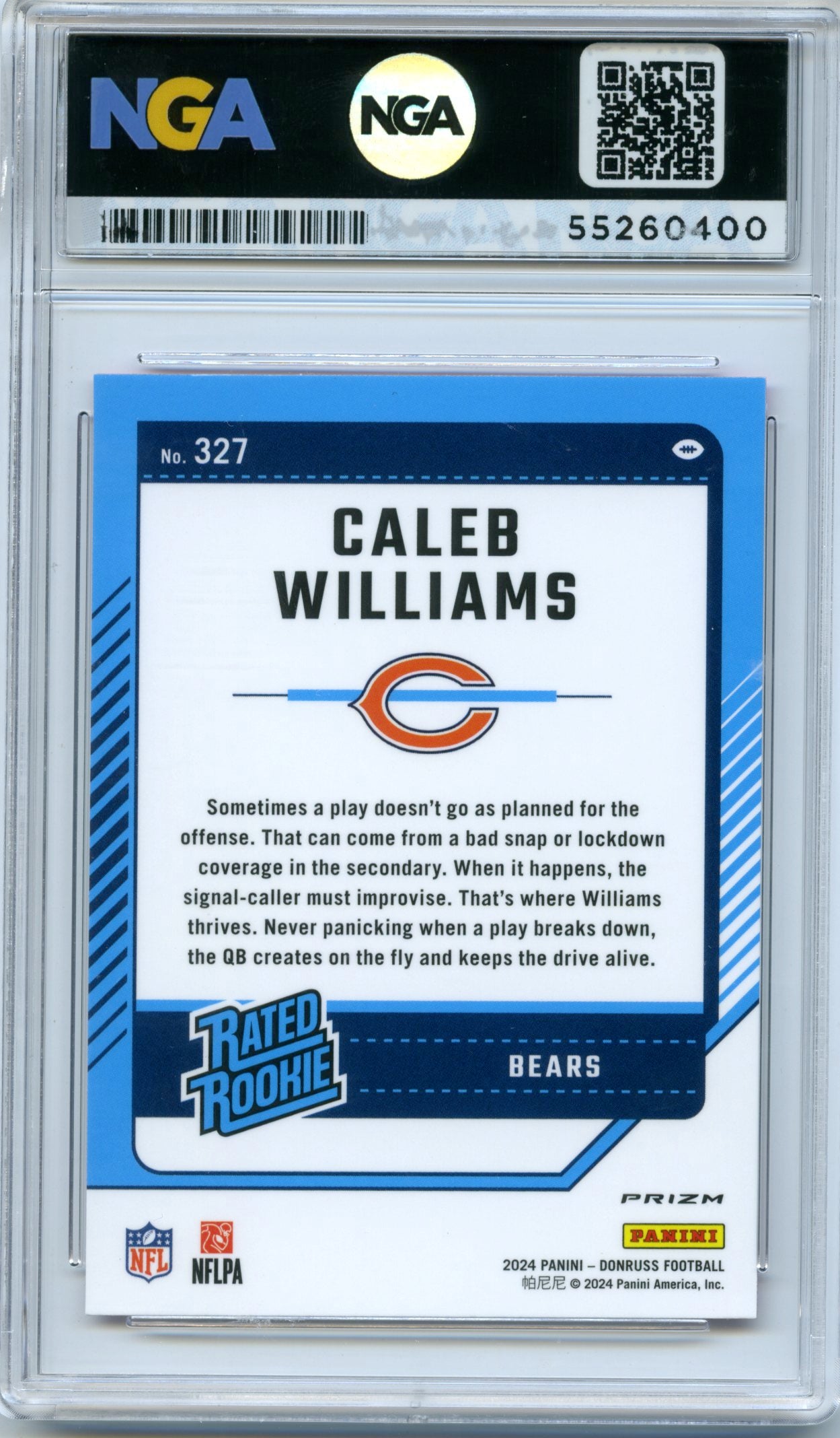 2024 Donruss #327 Caleb Williams Optic Rated Rookies NGA 10