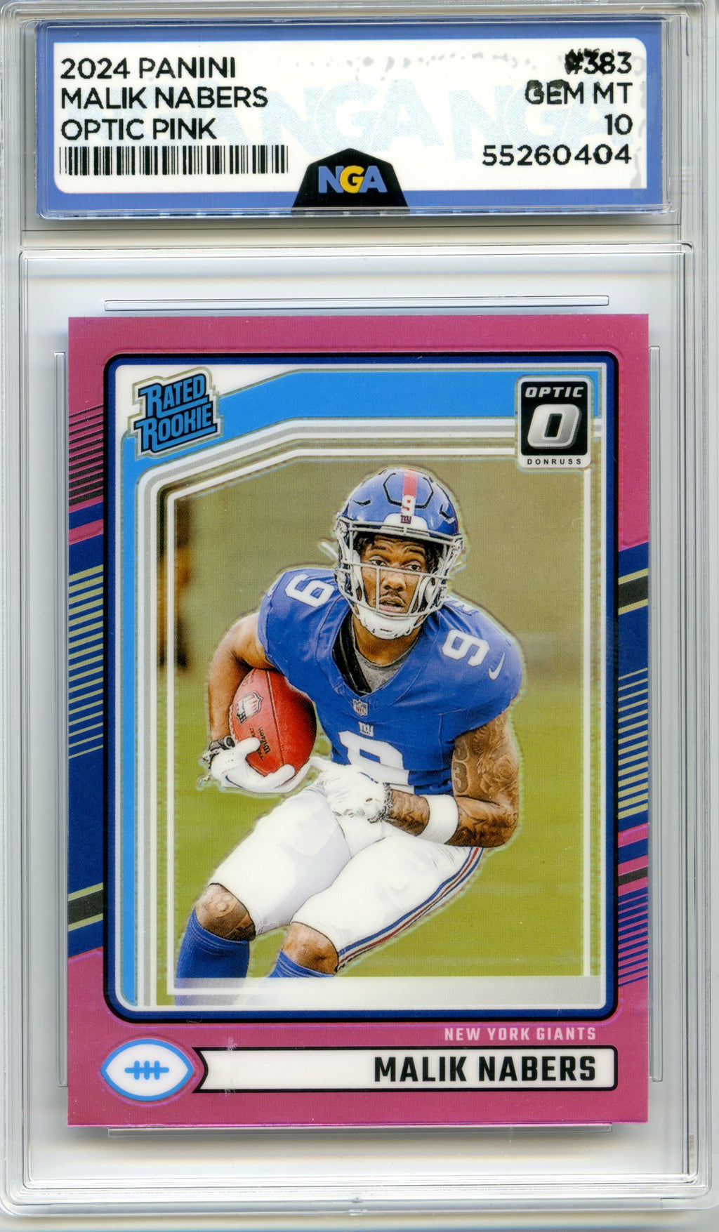2024 Donruss #383 Malik Nabers Optic Pink NGA 10