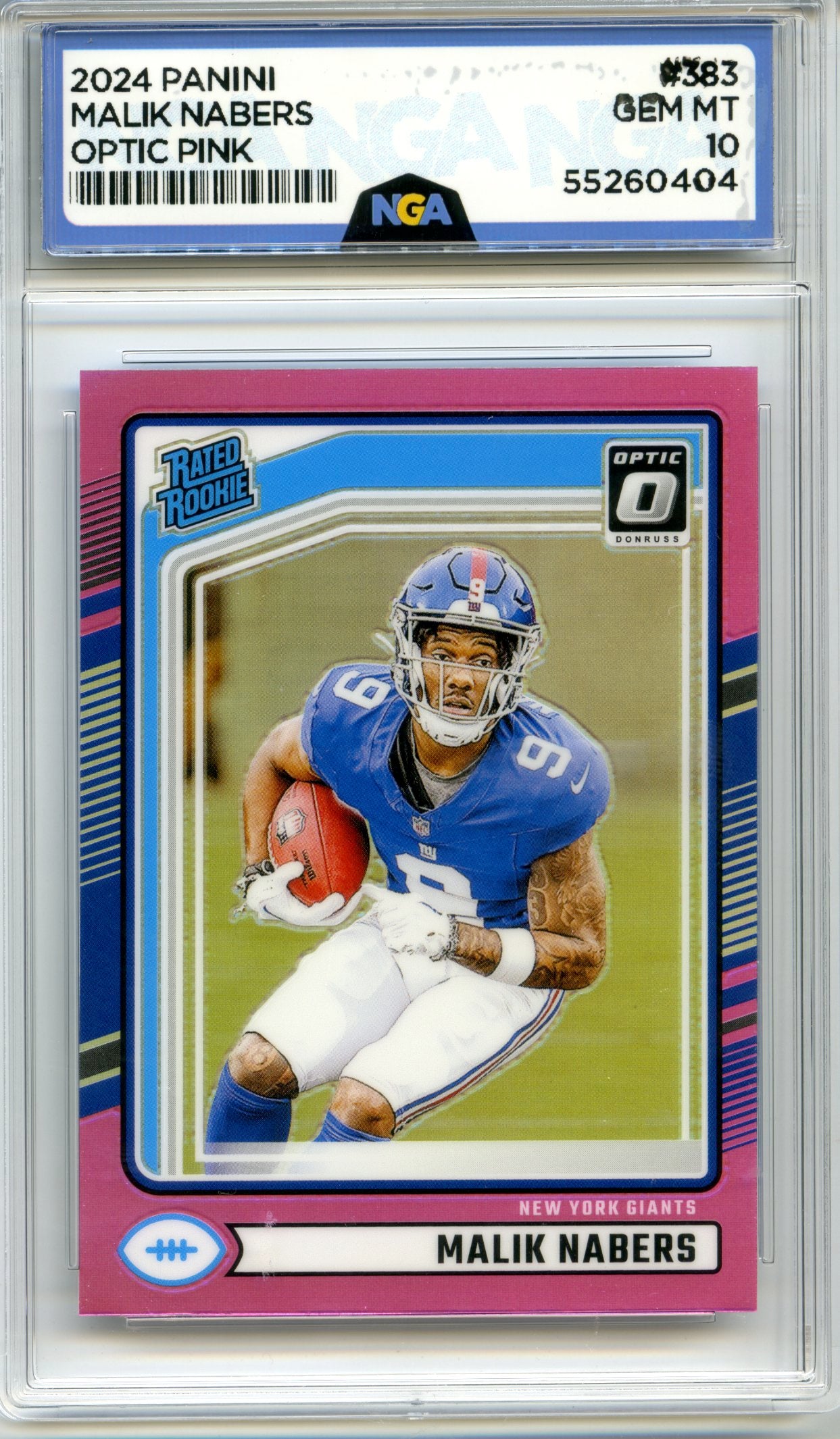 2024 Donruss #383 Malik Nabers Optic Pink NGA 10