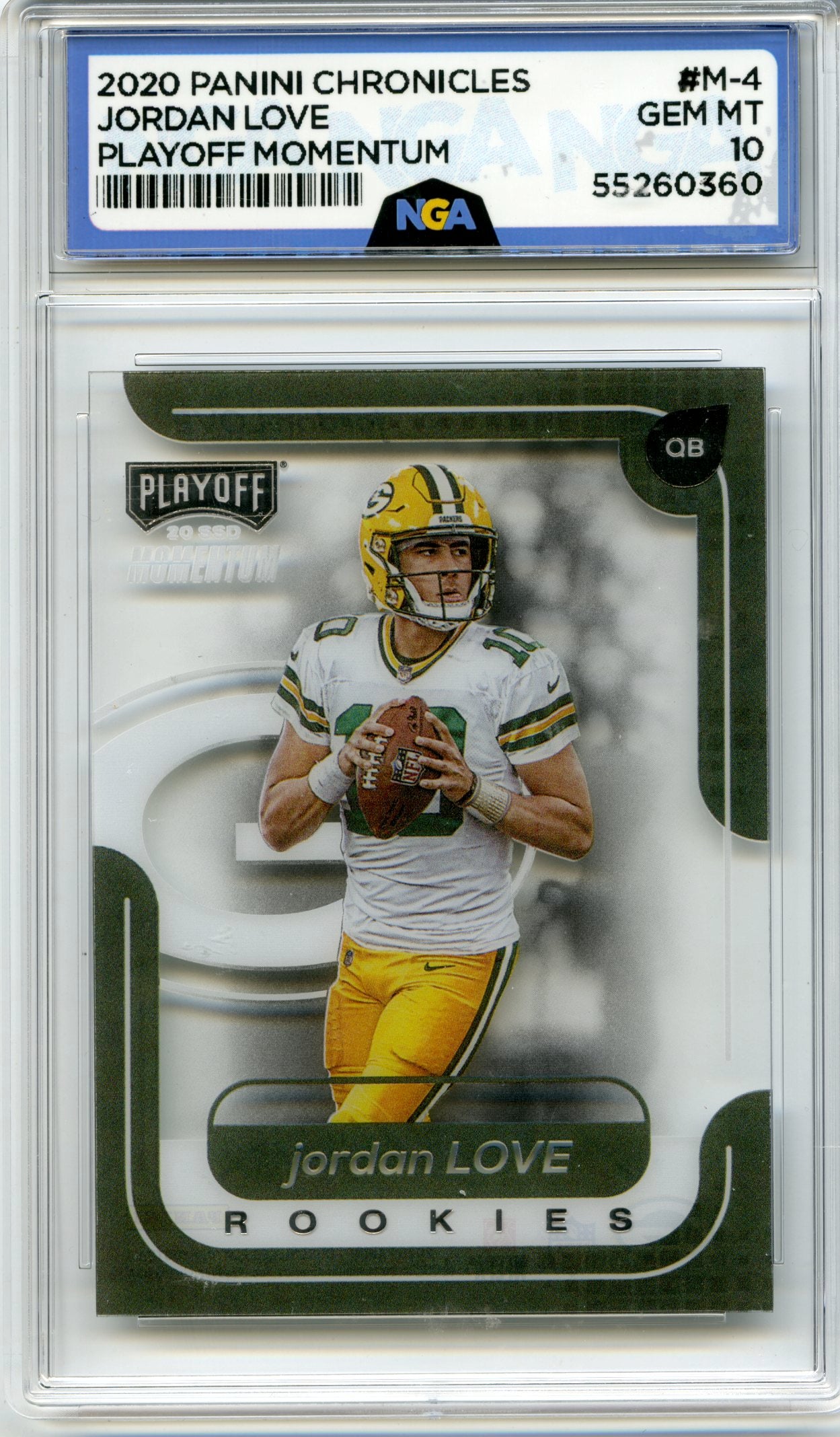 2020 Panini Chronicles #M-4 Jordan Love Playoff Momentum SSD Rookies NGA 10