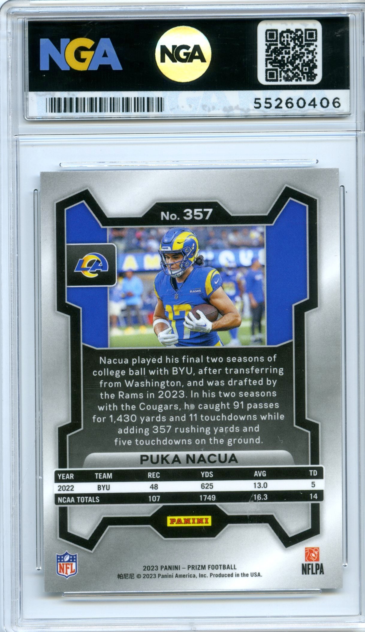 2023 Panini Prizm #357 Puka Nacua NGA 10
