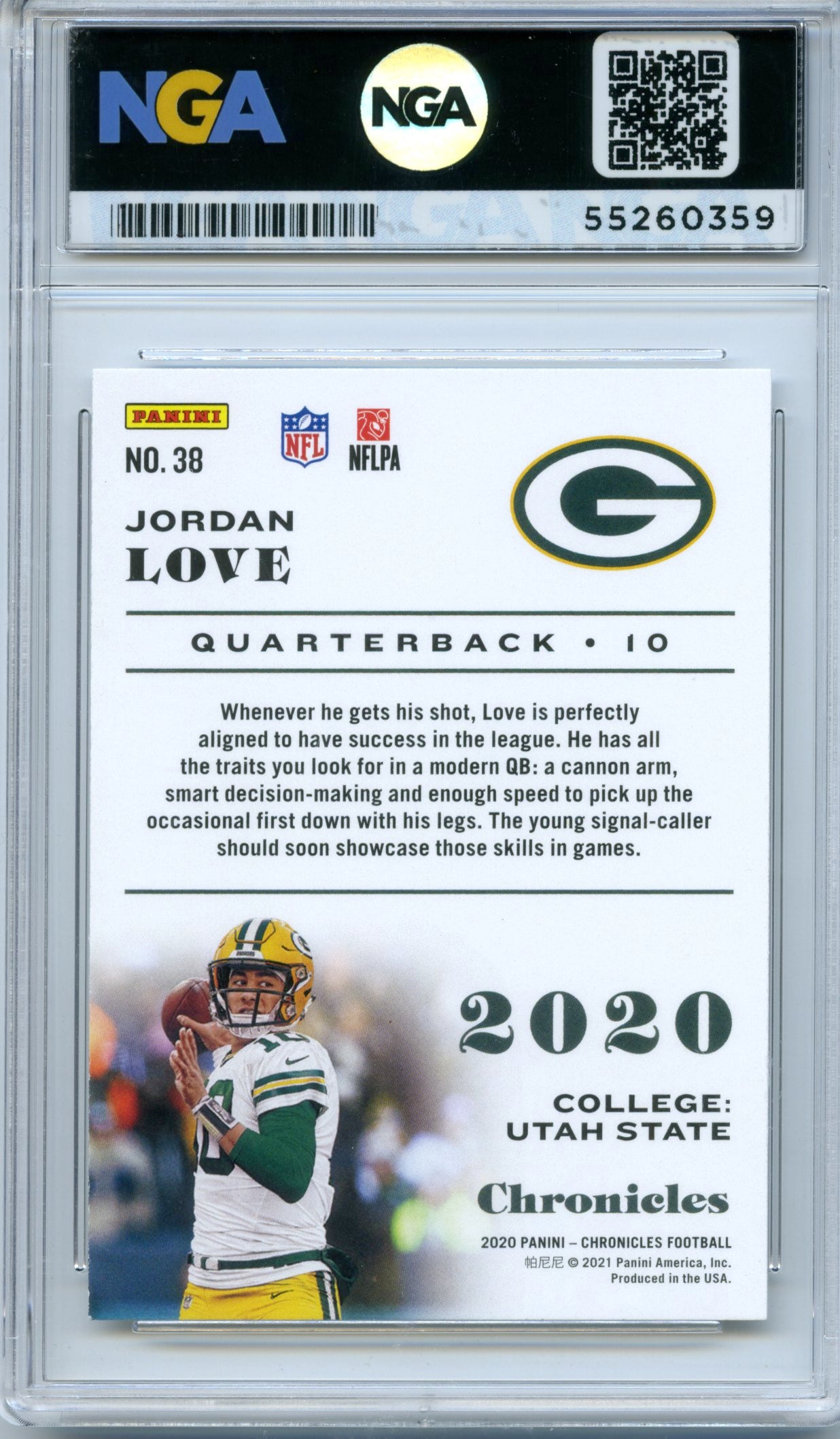 2020 Panini Chronicles #38 Jordan Love Teal NGA 10
