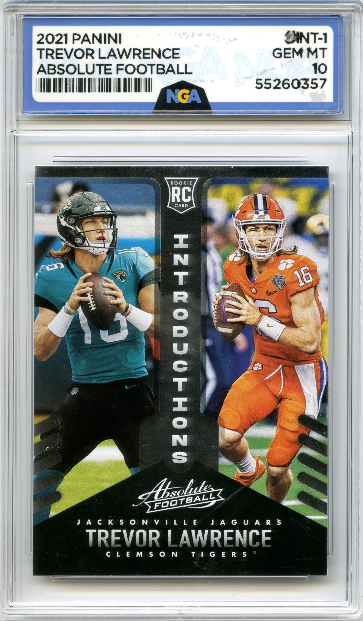 2021 Panini Absolute #INT-1 Trevor Lawrence Introductions NGA 10