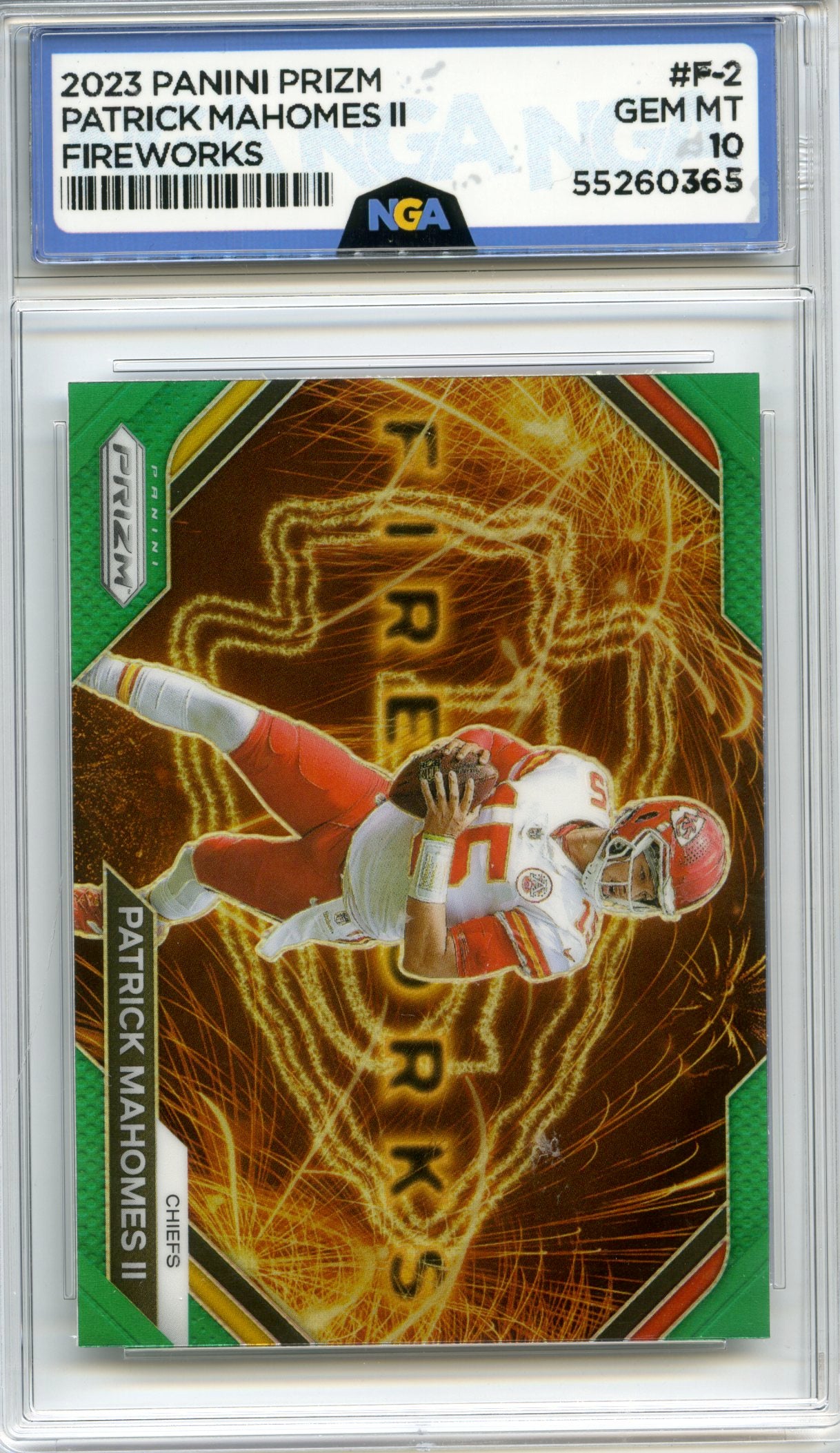 2023 Panini Prizm #F-2 Patrick Mahomes II Fireworks NGA 10