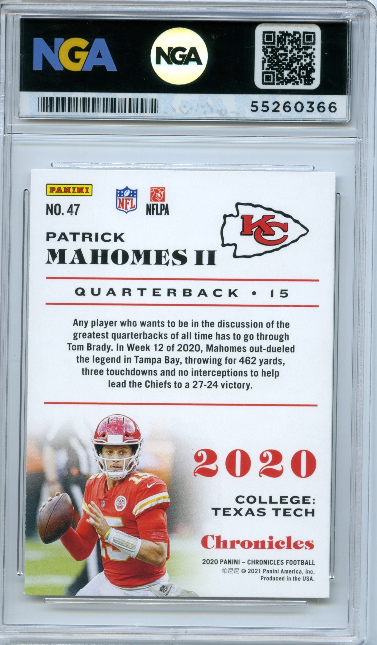2020 Panini Chronicles #47 Patrick Mahomes II Pink NGA 10