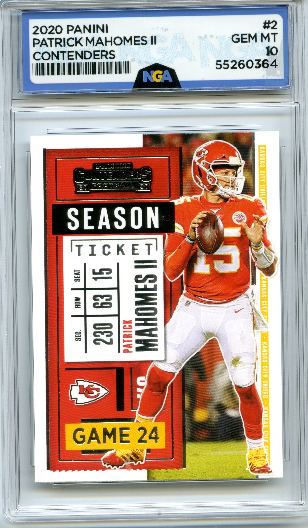 2020 Panini Contenders #2 Patrick Mahomes II NGA 10