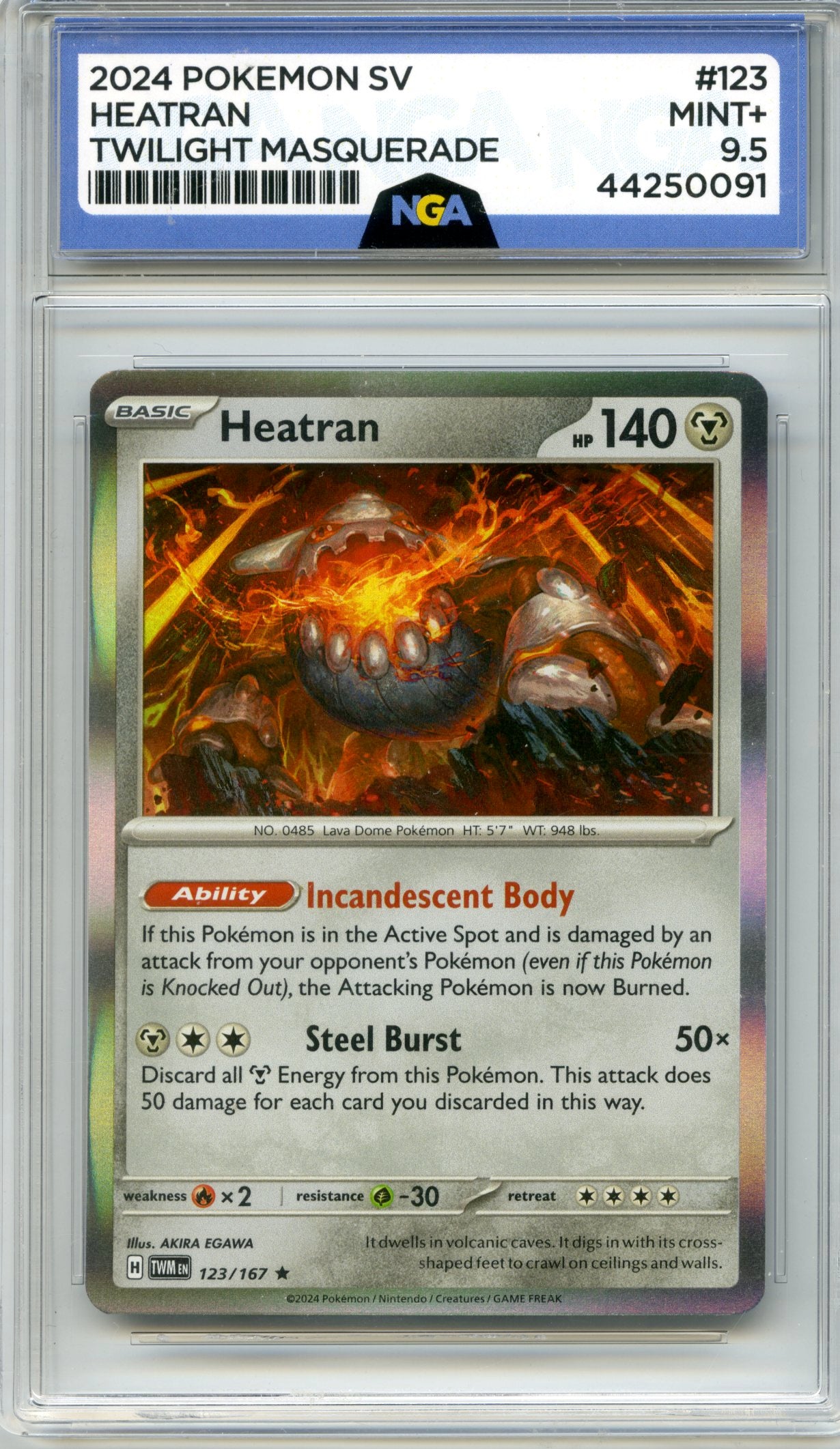SV06: Twilight Masquerade #123/167 Heatran NGA 9.5