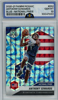 2020-21 Panini Mosaic #252 Anthony Edwards Mosaic Reactive Blue NGA 10