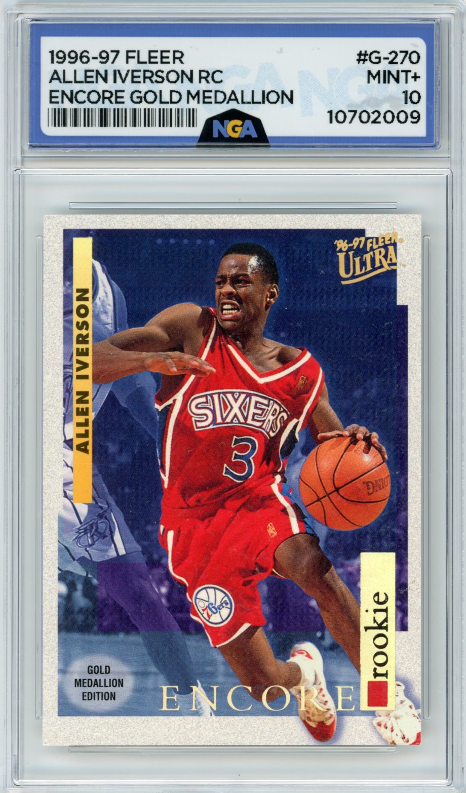 1996-97 Ultra #G-270 Allen Iverson Gold Medallion NGA 10