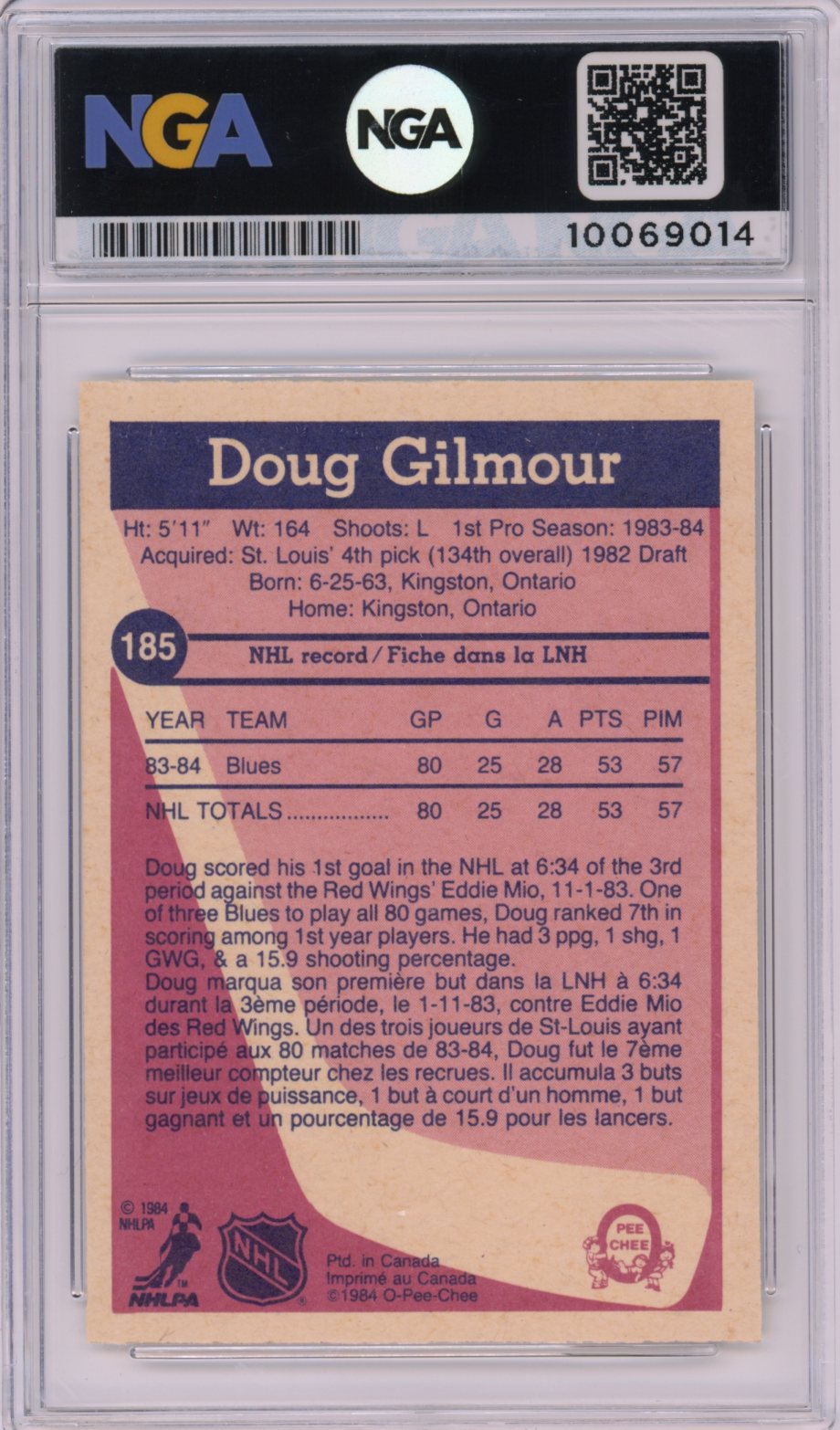1984-85 O-Pee-Chee #185 Doug Gilmour NGA 9