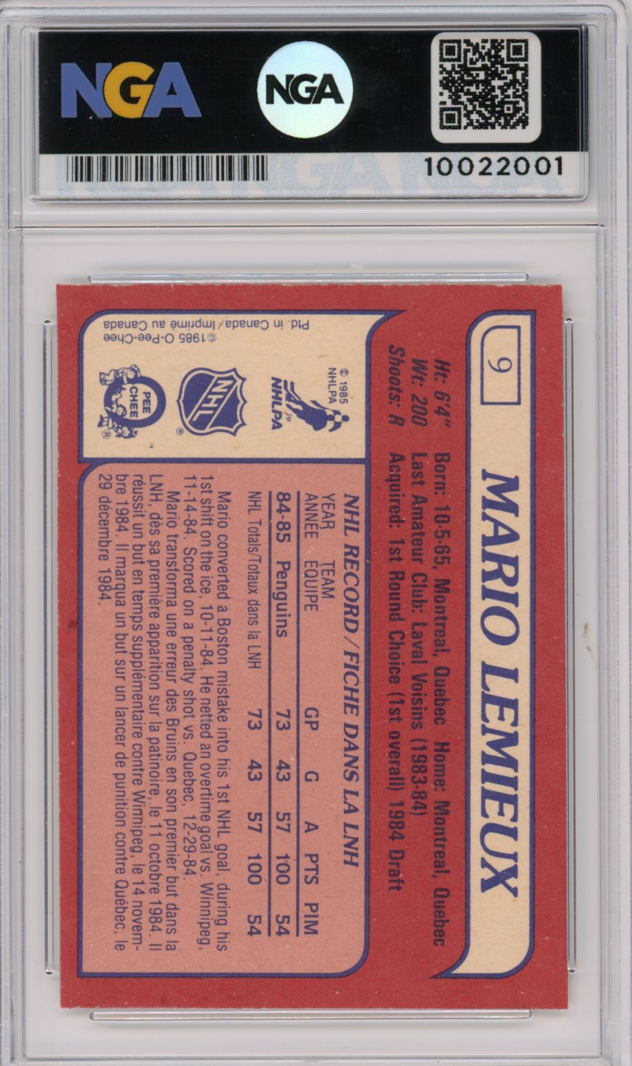 1985-86 Topps #9 Mario Lemieux NGA 8.5