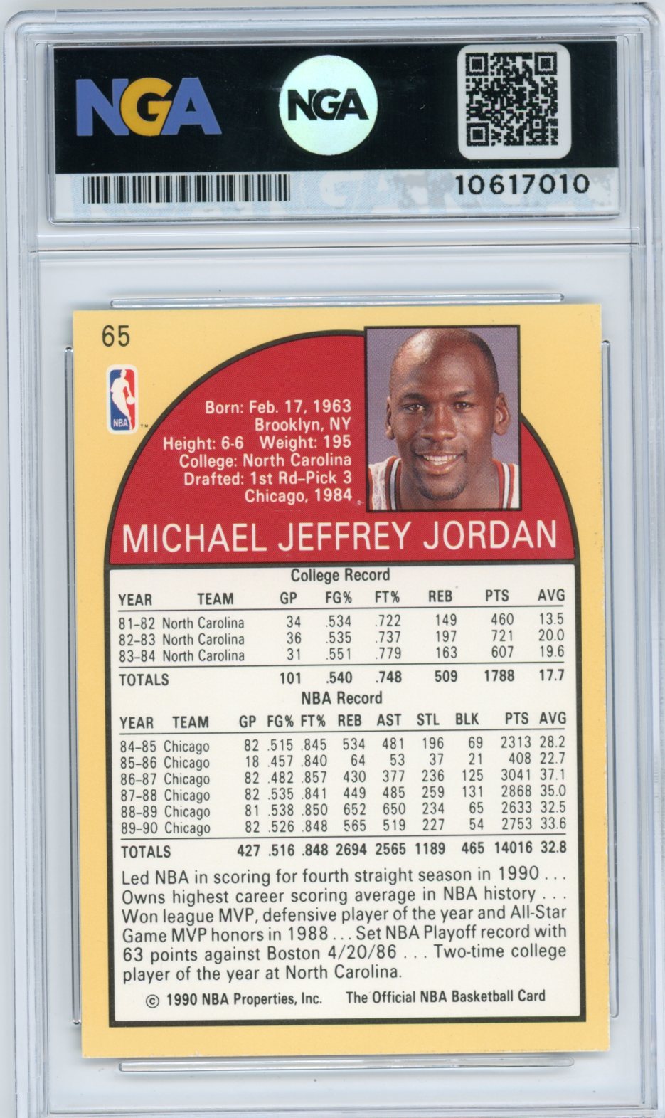 1990-91 Hoops #65 Michael Jordan NGA 10