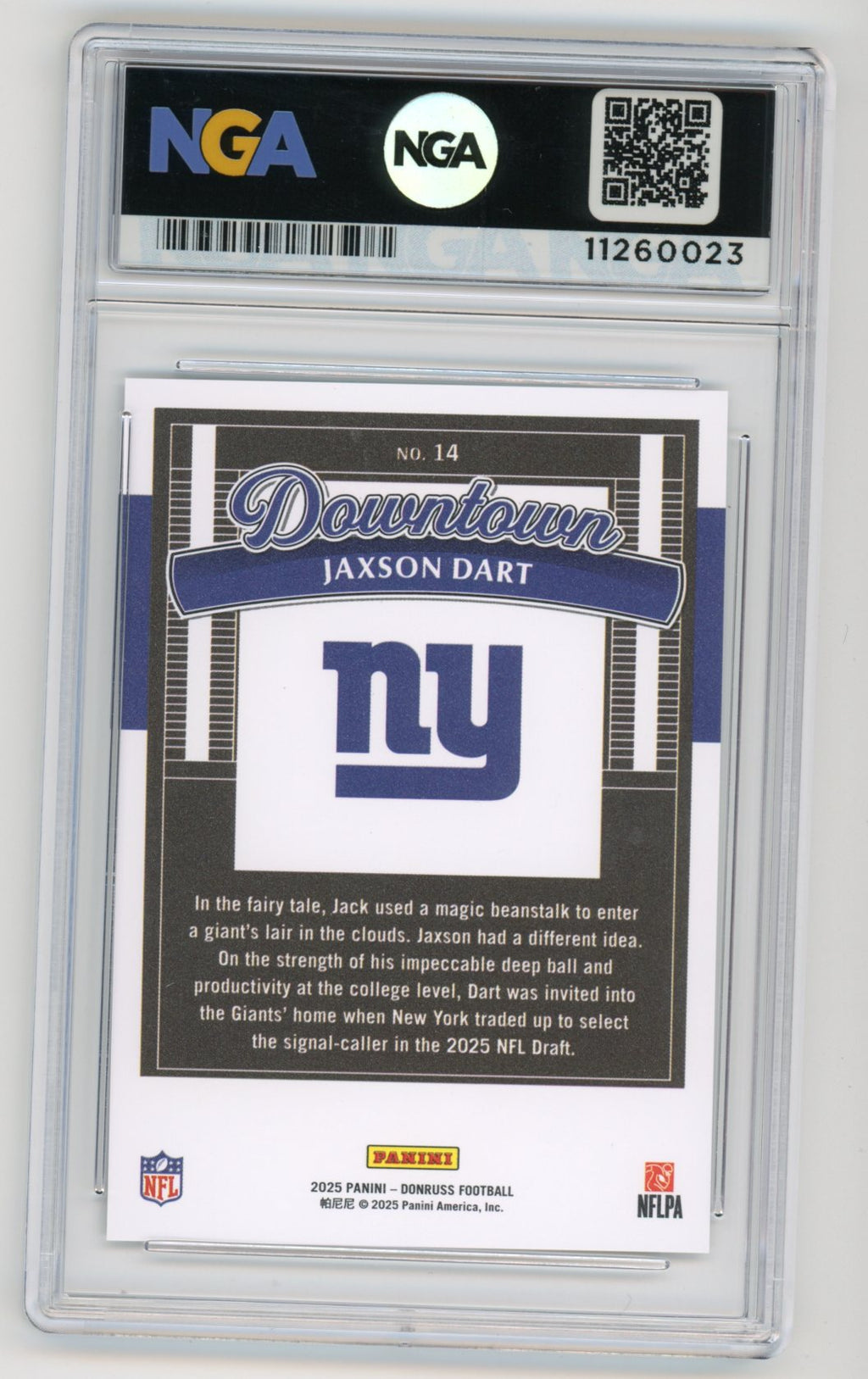 2025 Donruss #14 Jaxson Dart Downtown! NGA 10
