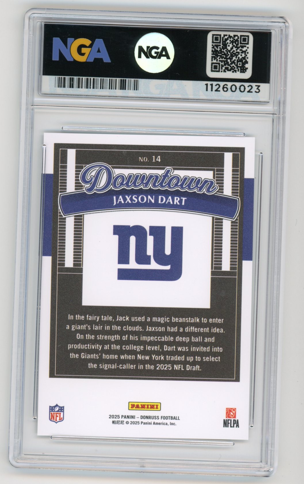 2025 Donruss #14 Jaxson Dart Downtown! NGA 10