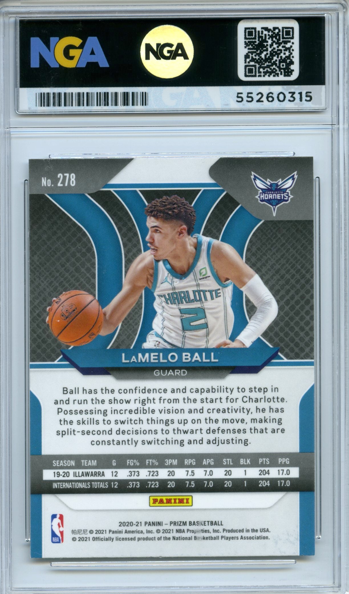 2020-21 Panini Prizm #278 LaMelo Ball NGA 10